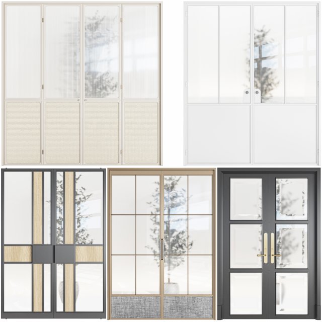 Set Modern Door 08 Modello 3D .c4d .max .obj .3ds .fbx .stl .blend 
