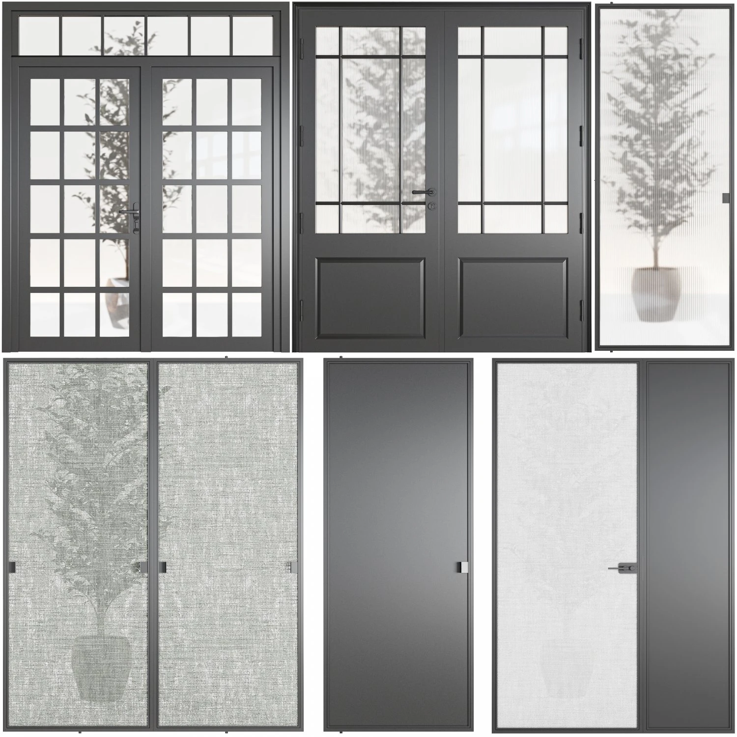 Set Modern Door 09 3D Model .c4d .max .obj .3ds .fbx .stl .blend 