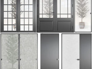 设置现代门 09 3D 模型