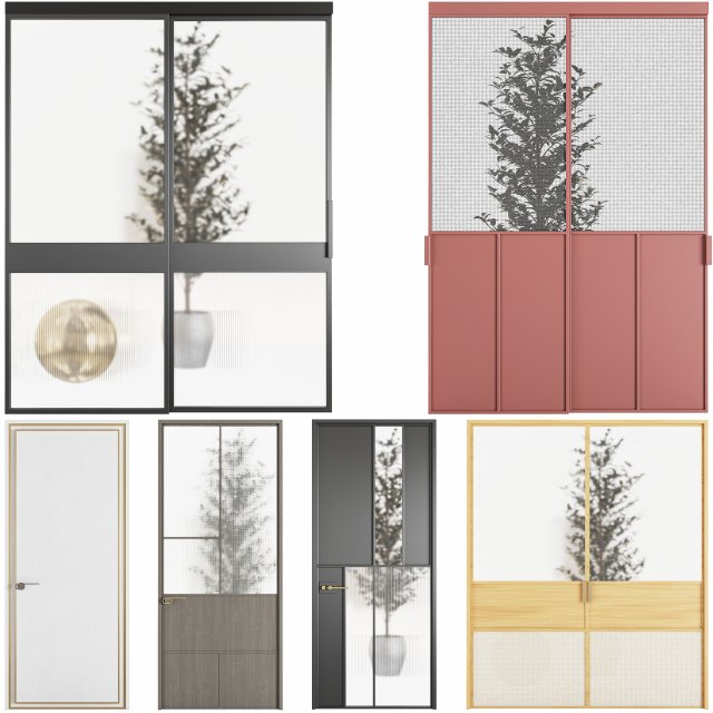 Set Modern Door 10 3Dモデル .c4d .max .obj .3ds .fbx .stl .blend