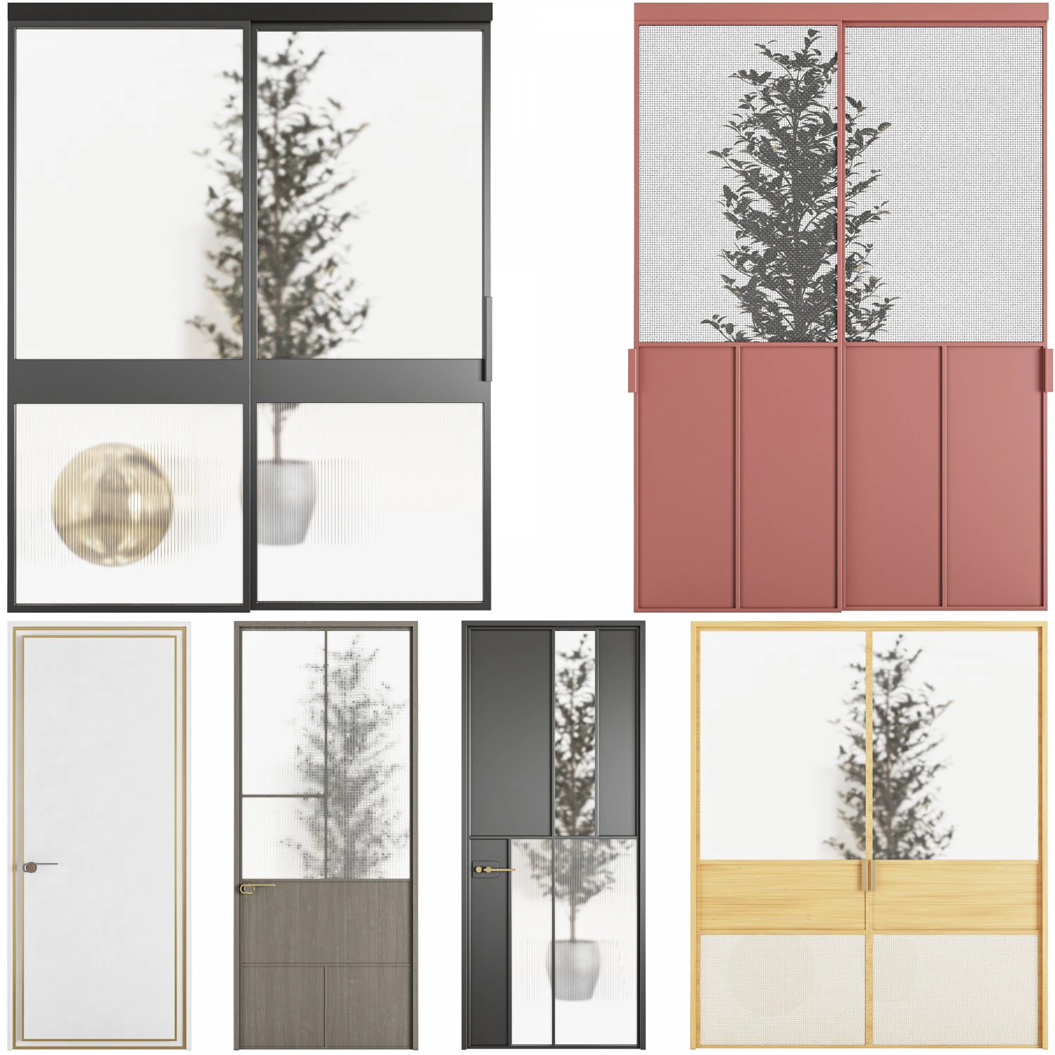 Set Modern Door 10 3D Model .c4d .max .obj .3ds .fbx .stl .blend