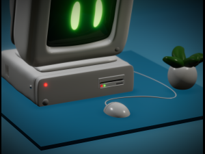 PC vintage anno 80 con mouse e piantina - Personal Computer from the 80s with mouse and map File st 3D 프린트 모델