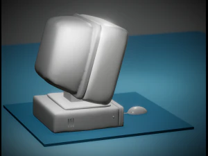 PC vintage anno 80 con mouse e piantina - Personal Computer from the 80s with mouse and map File st 3D Print Model