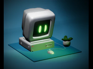 PC vintage anno 80 con mouse e piantina - Personal Computer from the 80s with mouse and map File st 3D Print Model