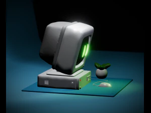 PC vintage anno 80 con mouse e piantina - Personal Computer from the 80s with mouse and map File st 3D Print Model