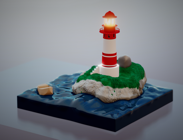 Il faro- scena con mare - the lighthouse file stl 3D Принт Модель .c4d .max .obj .3ds .fbx .stl .blend 