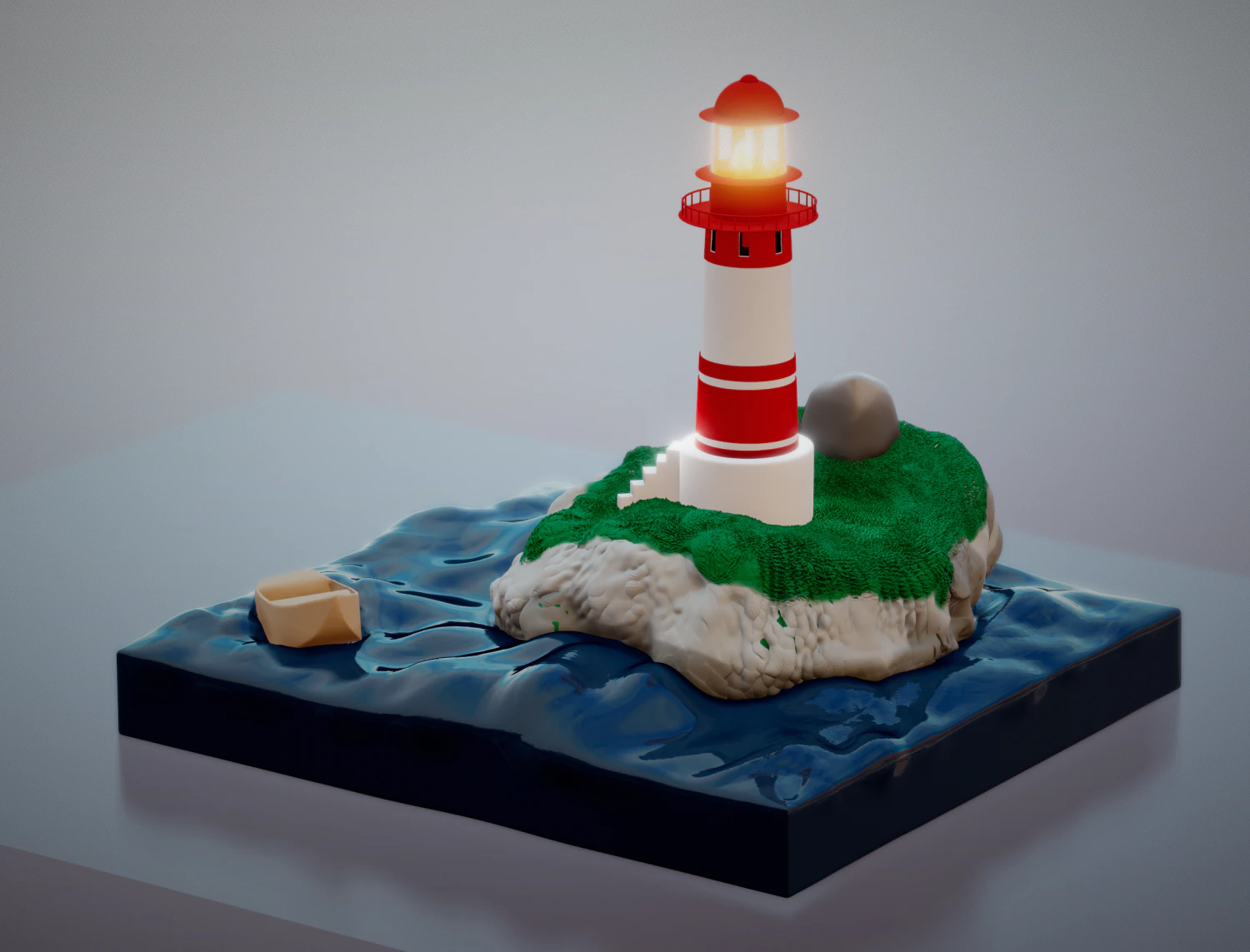 Il faro- scena con mare - the lighthouse file stl 3D Print Model .c4d .max .obj .3ds .fbx .stl .blend 