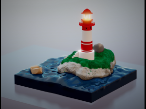 Il faro- scena con mare - the lighthouse file stl 3D Print Model