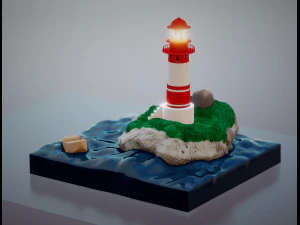 Il faro- scena con mare - il faro file stl Modello di stampa 3D