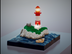 Il faro- scena con mare - the lighthouse file stl 3D Принт Модель