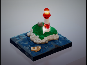 Il faro- scena con mare - the lighthouse file stl 3D Принт Модель