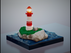 Il faro- scena con mare - the lighthouse file stl 3D Принт Модель