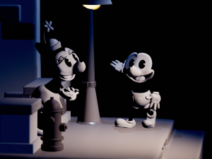 Mickey Mouse e Minnie in street - file stl stampa 3d 3D-Druckmodell