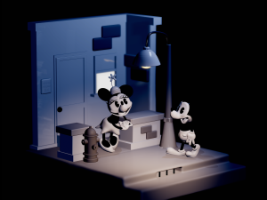 Mickey Mouse e Minnie in street - file stl stampa 3d 3D-Druckmodell