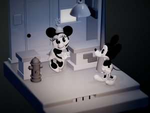 Mickey Mouse e Minnie in street - file stl stampa 3d 3D-Druckmodell