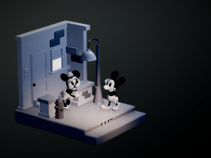 Mickey Mouse e Minnie in street - file stl stampa 3d 3D-Druckmodell