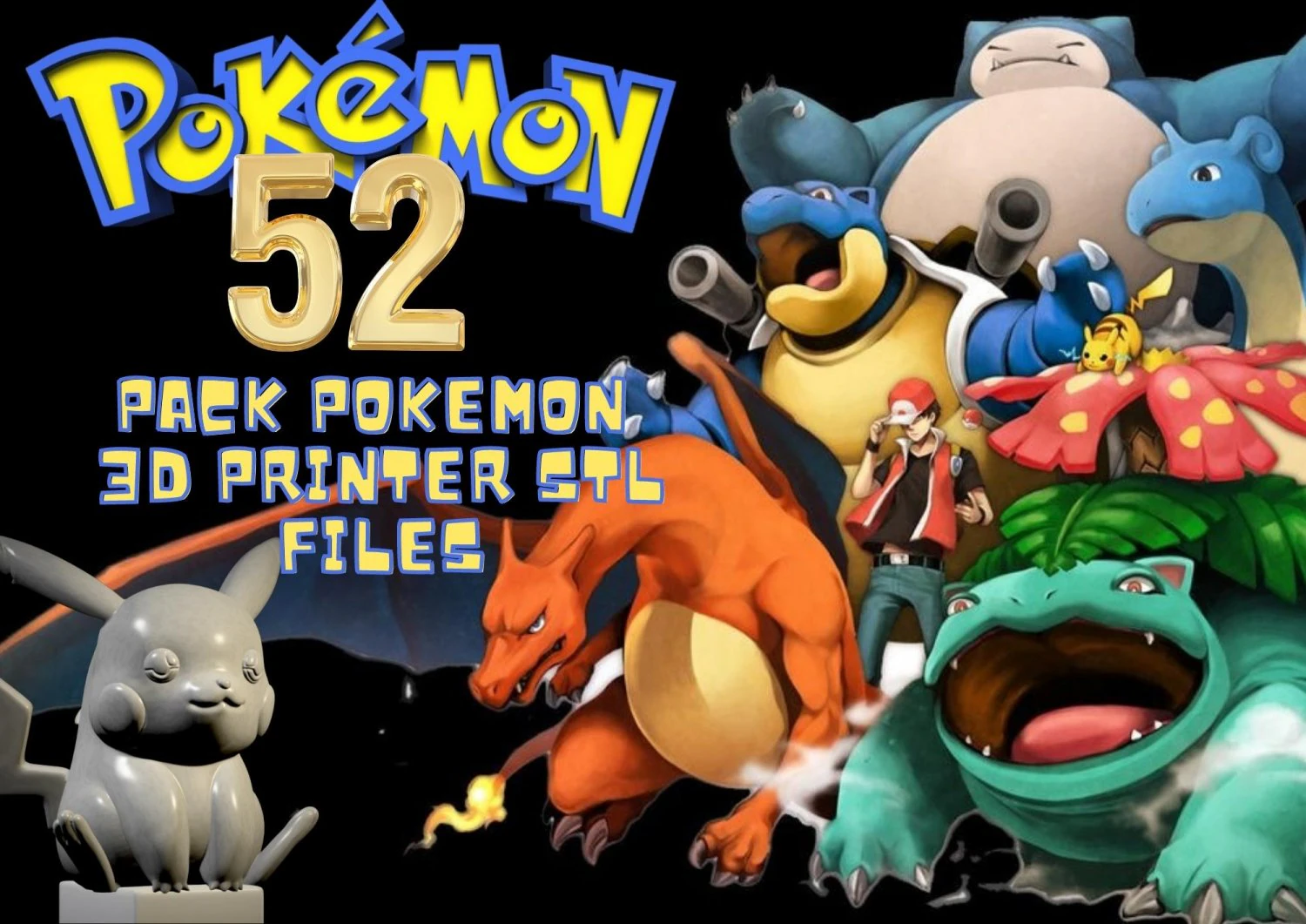 Pack Pokemon 52 Pack 3d Printer stl files 3D Print Model .c4d .max .obj .3ds .fbx .stl .blend
