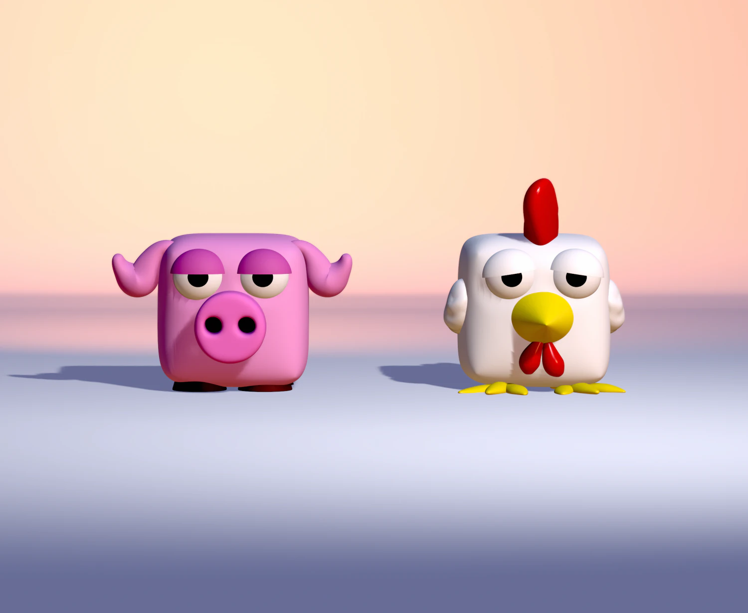 Farm animals - pig and chicken minimal design filestl model3d print3d - animali della fattoria 3D Print Model .c4d .max .obj .3ds .fbx .stl .blend
