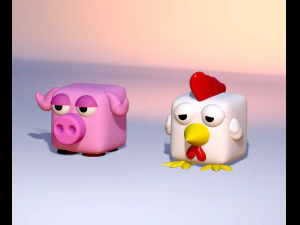 Farm animals - pig and chicken minimal design filestl model3d print3d - animali della fattoria 3D Print Model