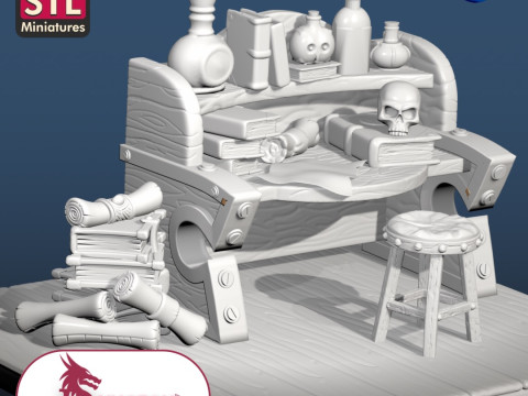Exquisite 3D Printed Medieval Scribes Desk - splendida scrivania da scrivano medievale stampata in 3D-Druckmodell