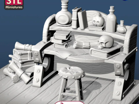 Exquisite 3D Printed Medieval Scribes Desk - splendida scrivania da scrivano medievale stampata in 3D Print Model