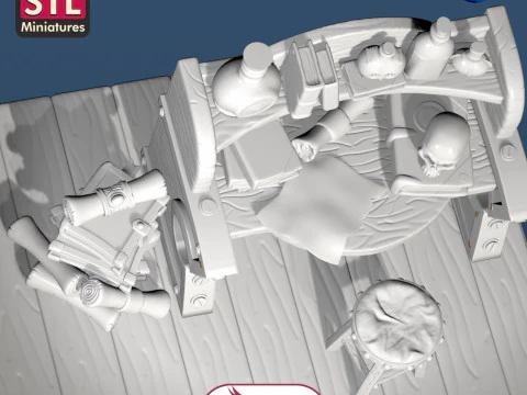 Exquisite 3D Printed Medieval Scribes Desk - splendida scrivania da scrivano medievale stampata in 3D Print Model