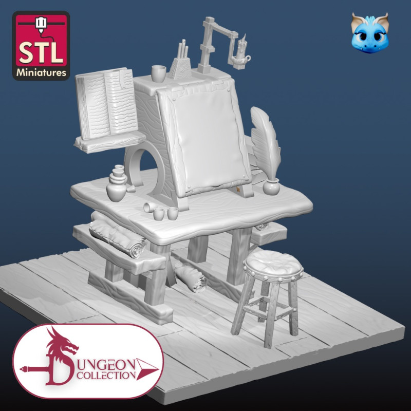 Medioevali Office desk old world figure 3D Print Model .c4d .max .obj .3ds .fbx .stl .blend 