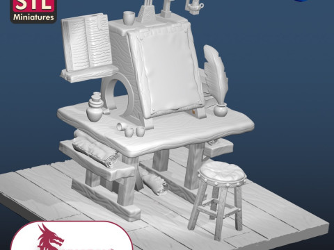 Medioevali Office desk old world figure 3D-Druckmodell