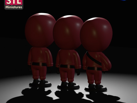 Handcrafted Inspired by Squid Game Soldiers - Set of 3 Figures with Round Bases - STL File Modelo de Impressão 3D
