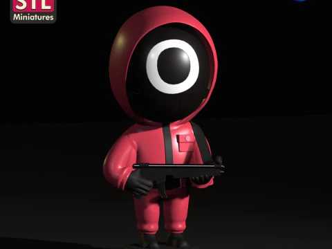 Handcrafted Inspired by Squid Game Soldiers - Set of 3 Figures with Round Bases - STL File 3D Print Model