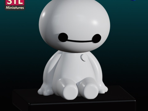 Handcrafted Inspired by Baymax Style - Mini Baby - Chibi Model with Square Base - STL File 3D Print Model