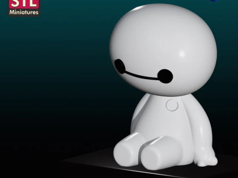 Handcrafted Inspired by Baymax Style - Mini Baby - Chibi Model with Square Base - STL File 3D Print Model