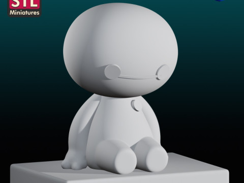 Handcrafted Inspired by Baymax Style - Mini Baby - Chibi Model with Square Base - STL File 3D 프린트 모델