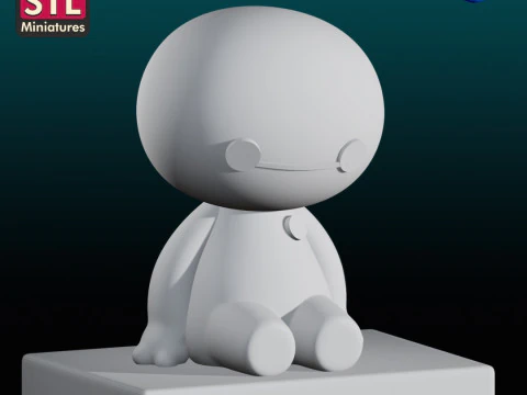 Handcrafted Inspired by Baymax Style - Mini Baby - Chibi Model with Square Base - STL File 3D Print Model