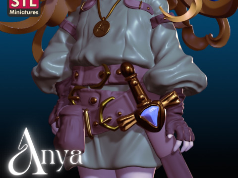 Handcrafted Inspired by Anya - Female Elf - Miniature with Round Base - STL File for Downlo Modelo de impresión 3D