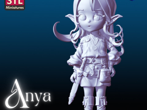 Handcrafted Inspired by Anya - Female Elf - Miniature with Round Base - STL File for Downlo Modelo de impresión 3D