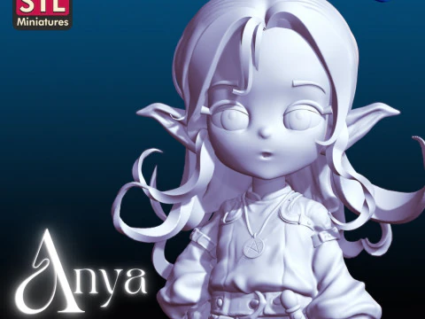 Handcrafted Inspired by Anya - Female Elf - Miniature with Round Base - STL File for Downlo 3D Print Model