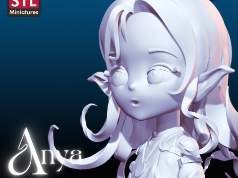 Handcrafted Inspired by Anya - Female Elf - Miniature with Round Base - STL File for Downlo Modelo de impresión 3D