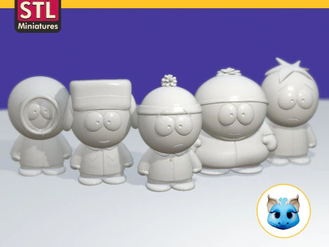Chibi cartoon serie tv Printable 3D STL Files Bring Home Stan Kyle Kenny and Eric Cartman 3D Print Model