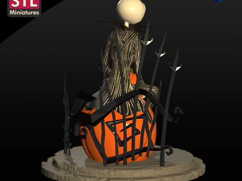 Hecho a mano inspirado en Jack Skellington - Sentado en una calabaza gigante - Archivo STL para descargar Modelo de impresión 3D