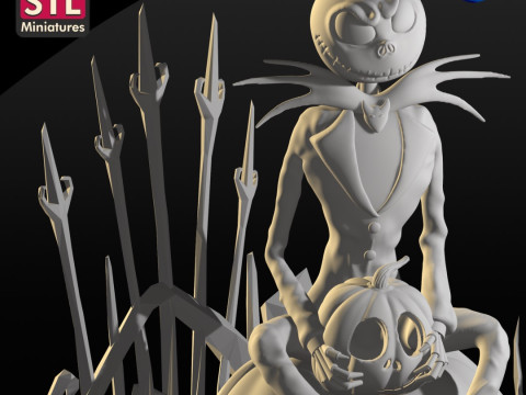 Handcrafted Inspired by Jack Skellington - Sitting on a Giant Pumpkin - STL File for Downlo 3D 打印模型