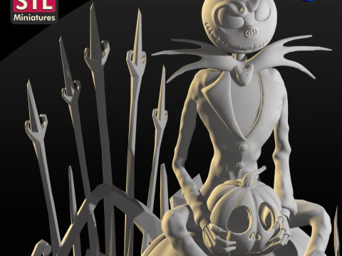 Hecho a mano inspirado en Jack Skellington - Sentado en una calabaza gigante - Archivo STL para descargar Modelo de impresión 3D