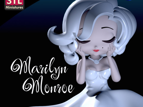 Inspired by Marilyn Monroe - Chibi Style - Hollywood Star Base - STL File 3D Print Model