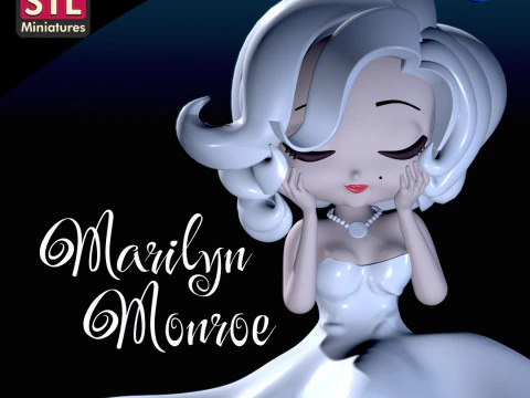Inspirado em Marilyn Monroe - Estilo Chibi - Hollywood Star Base - Arquivo STL Modelo de Impressão 3D