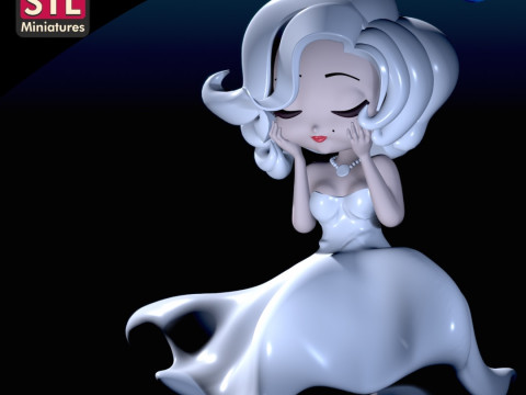 Inspired by Marilyn Monroe - Chibi Style - Hollywood Star Base - STL File 3D Print Model