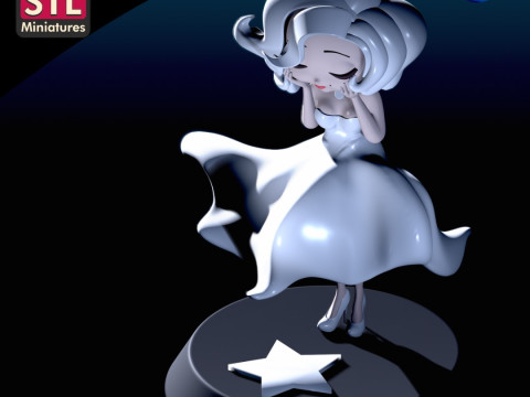 Inspired by Marilyn Monroe - Chibi Style - Hollywood Star Base - STL File 3D Print Model