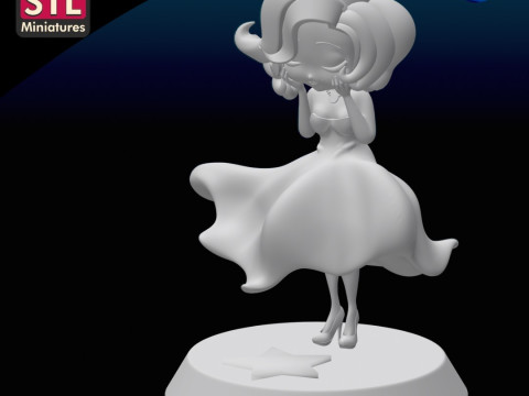 Inspired by Marilyn Monroe - Chibi Style - Hollywood Star Base - STL File 3D Print Model