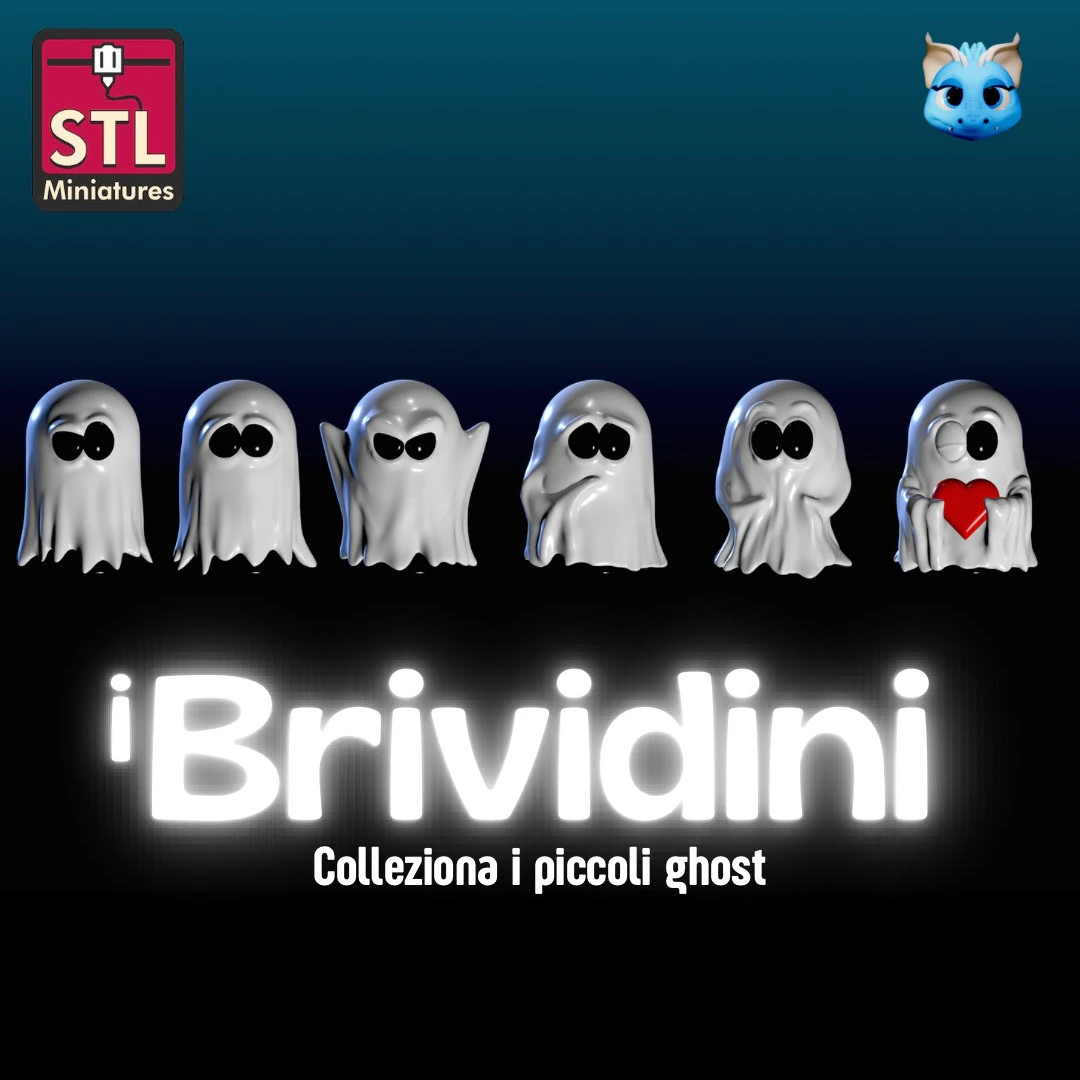 Collection The Spookies - Chibi Ghosts - Adorable STL Miniatures 3D Print Model .c4d .max .obj .3ds .fbx .stl .blend 