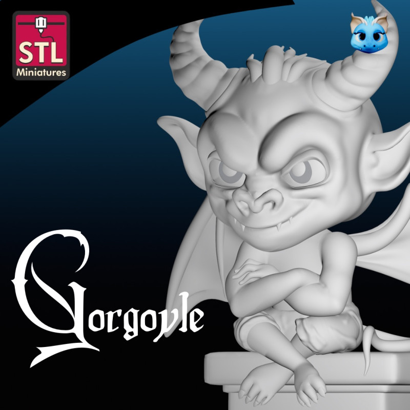 Gargoyle Chibi 3D Printable Model 3D Print Model .c4d .max .obj .3ds .fbx .stl .blend