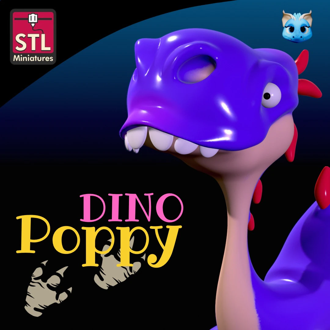 Dinosaur Cartoon 3D Printable STL File 3D Print Model .c4d .max .obj .3ds .fbx .stl .blend 